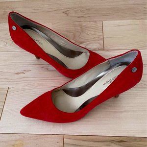 Calvin Klein red suede heels